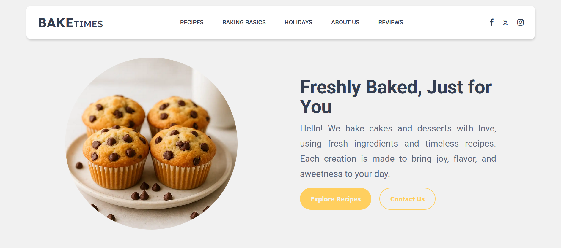 Bake Times — Full-stack baking and recipe website