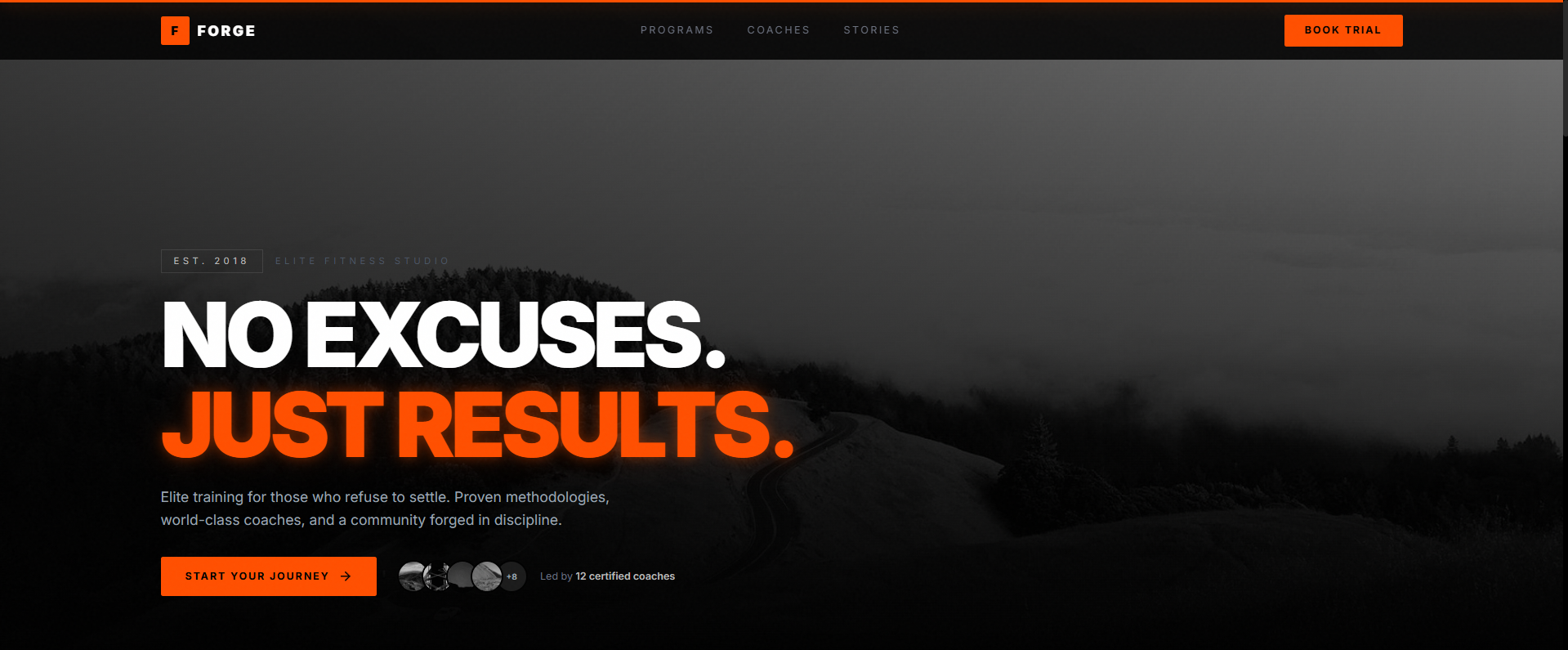 Forge — Elite fitness studio landing page
